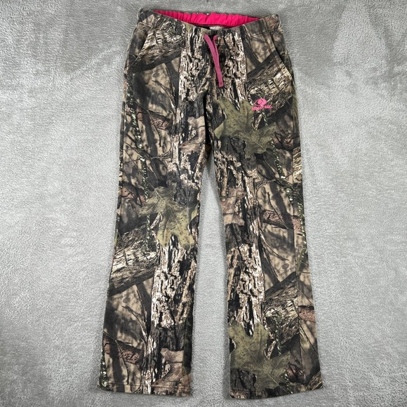Mossy Oak Sweatpants Womens Small Camo Pink Trim Hunting Y2K 2000s Baggy - Picture 2 of 10